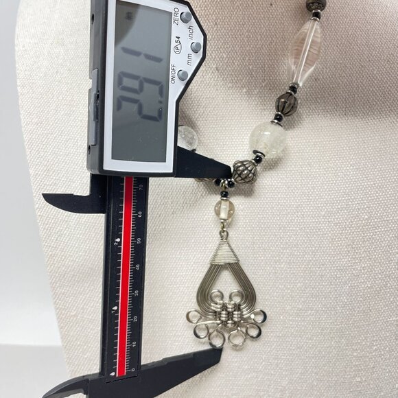 Handcrafted Boho‎ Beaded Necklace Wire-Wrapped Pendant Glass Beads - Picture 10 of 11